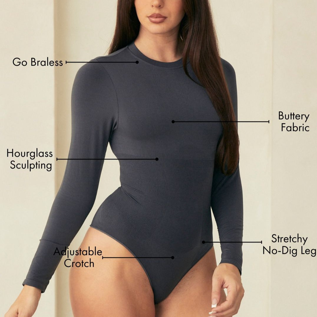 Long Sleeve Crew Neck Butter Sculpt? Seamless Shapewear Bodysuit