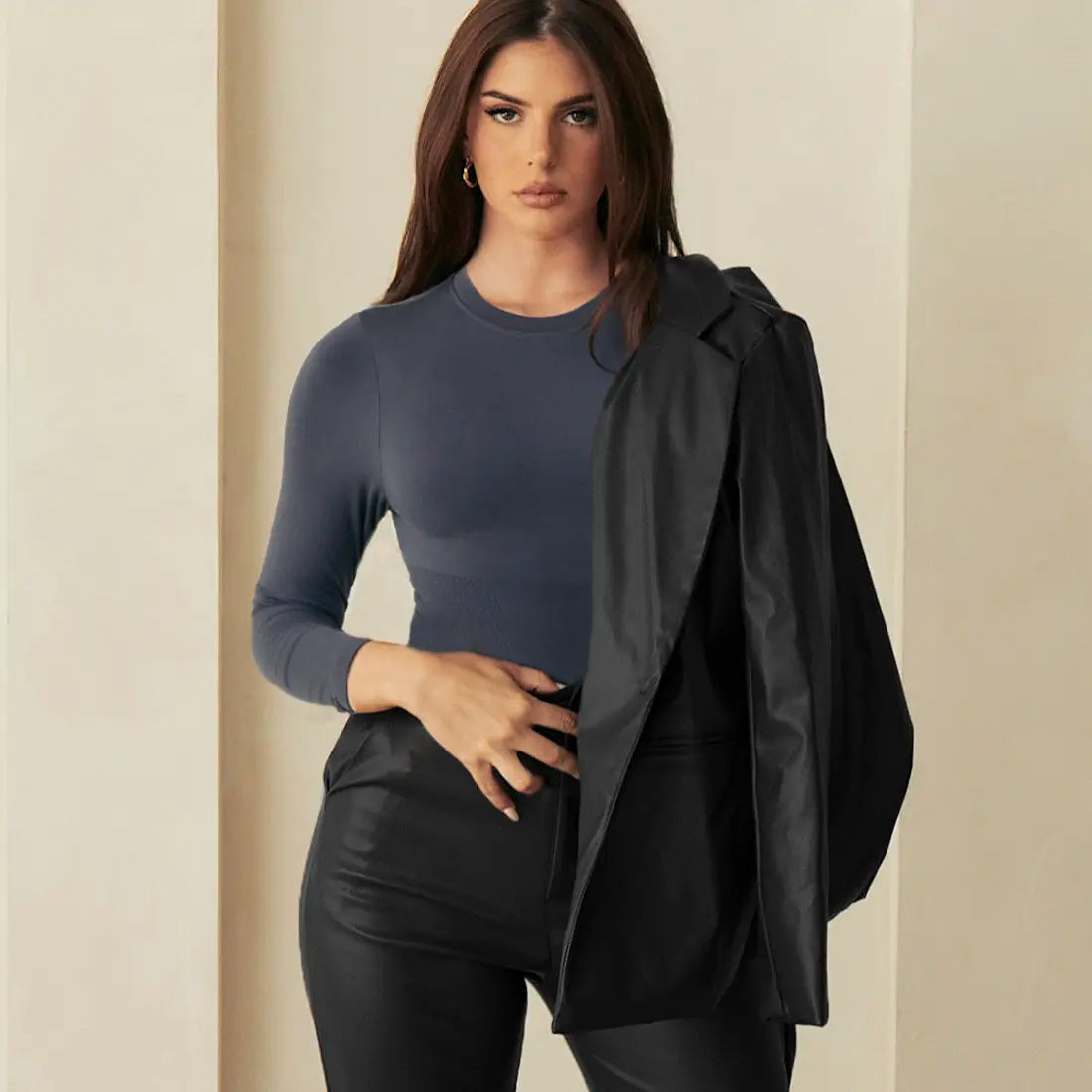 Long Sleeve Crew Neck Butter Sculpt? Seamless Shapewear Bodysuit